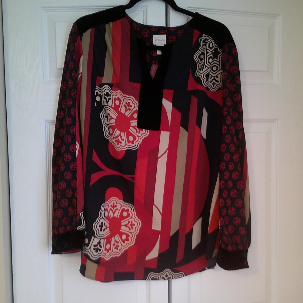 Chico's black and red tunic size 3 / XL / 16